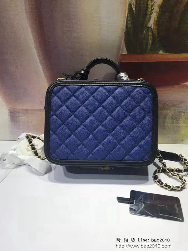 香奈兒CHANEL93342四方盒化妝包 2018新品魚子醬牛皮包 DSC1820